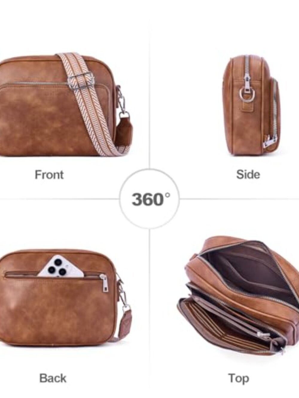 Lexiyat Crossbody Purses for Women Vegan Leather Travel Anti Theft Bags Guitar S - Picture 5 of 5